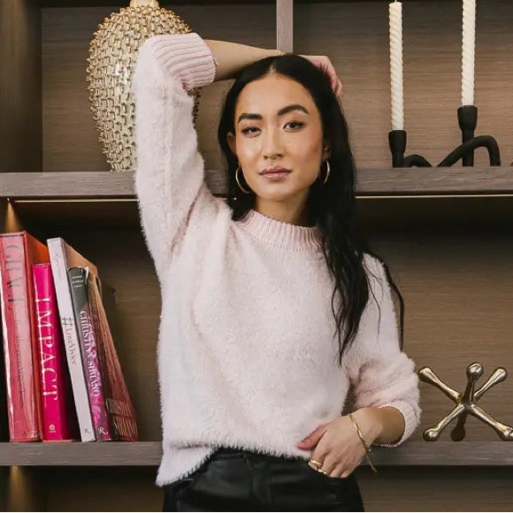 Boheme pink fuzzy sweater